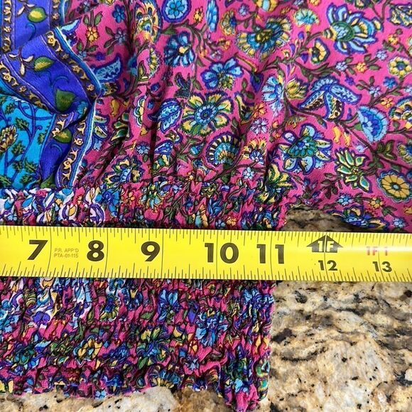 Tolani Silk Boho Colorful Kimono Sleeve Top Blouse Size S - Picture 8 of 8